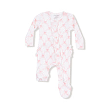 Load image into Gallery viewer, Ribbon Bow Trellis Footie Sleeper
