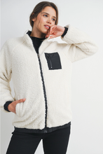 Load image into Gallery viewer, Teddy Fleece Zip-Up Maternity Jacket
