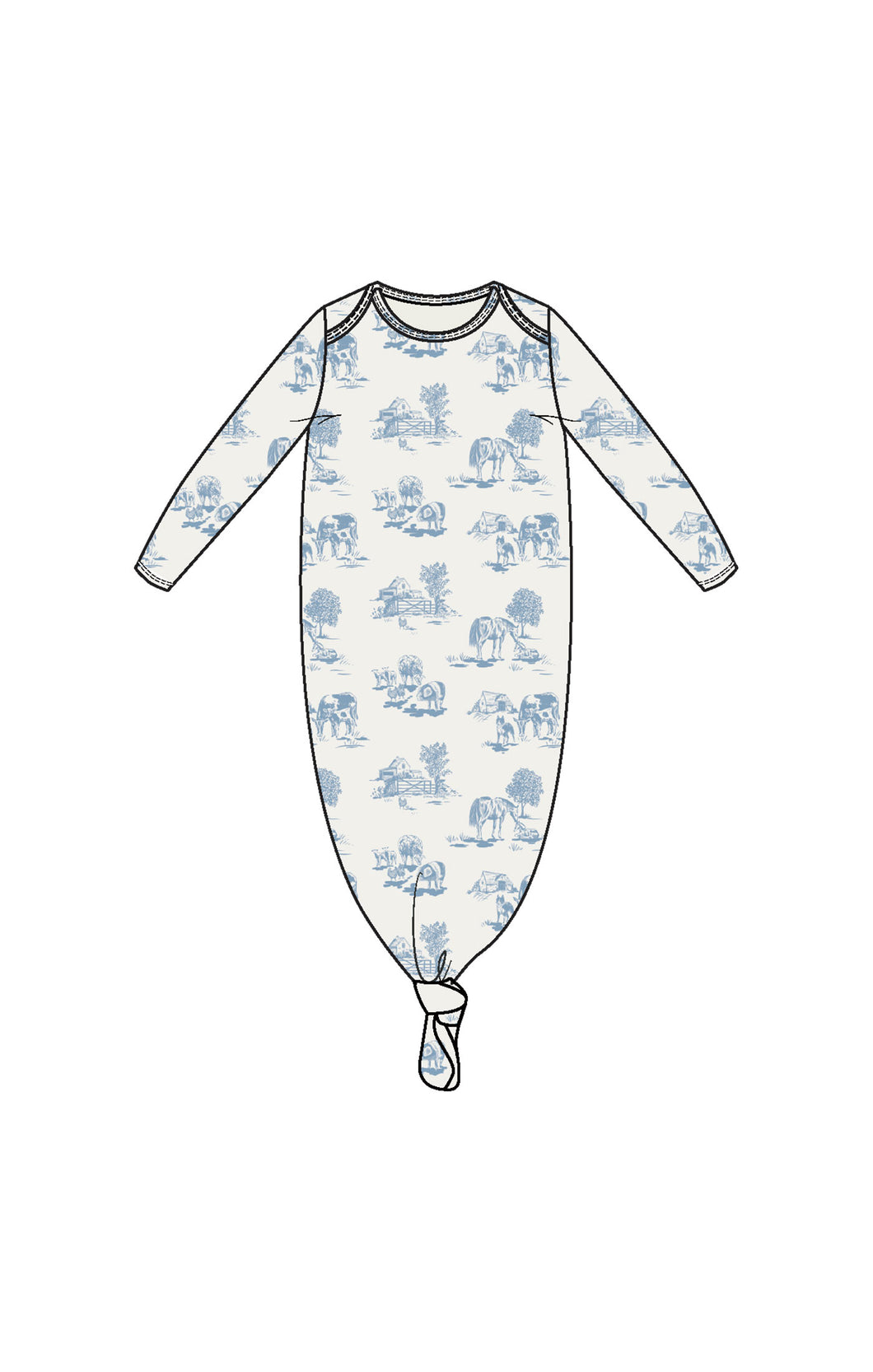 Blue Farm Toile Knotted Gown
