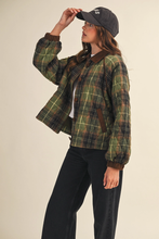 Load image into Gallery viewer, Plaid Quilted Jacket with Corduroy
