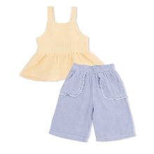 Load image into Gallery viewer, Yellow Peplum Tank &amp; Pant Set
