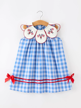 Load image into Gallery viewer, 4th of July Plaid Petal Collar Dress
