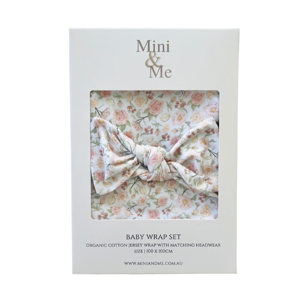 Mini & Me Organic Jersey Baby Wrap Set Lola