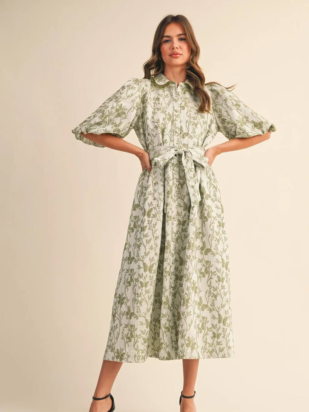 Sonja Bubble Sleeve Midi Dress