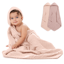 Load image into Gallery viewer, 2PK 6 Layer Hooded Baby Towels
