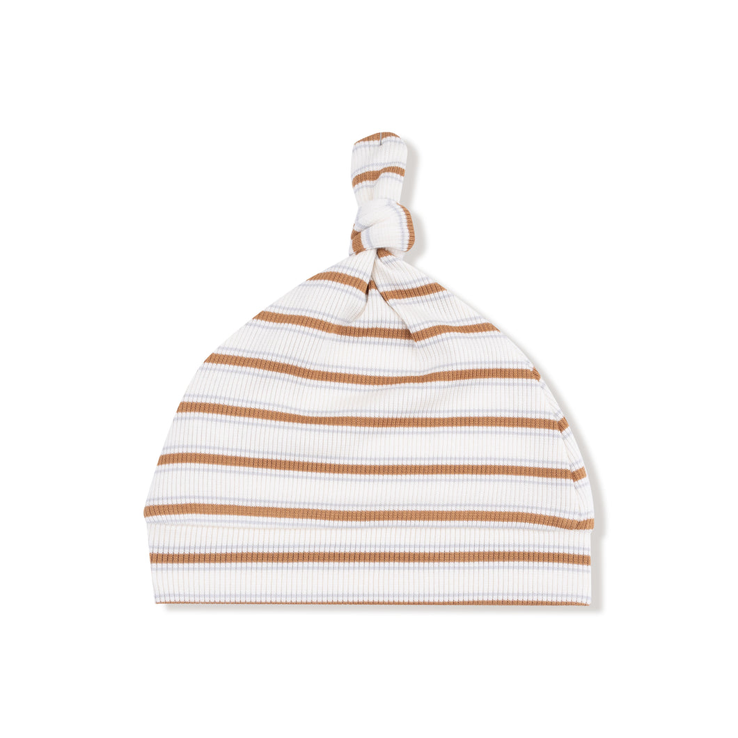 Brown Vintage Stripe Knotted Hat