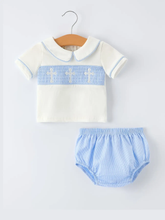 Load image into Gallery viewer, Smocked Christening Bloomer Set
