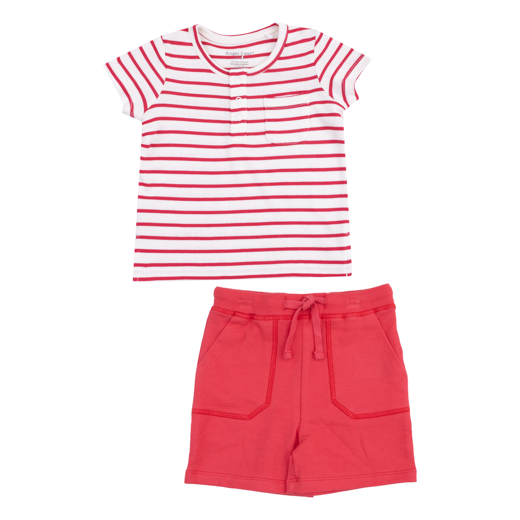 Red Stripe Pocket Shirt Rib & Short