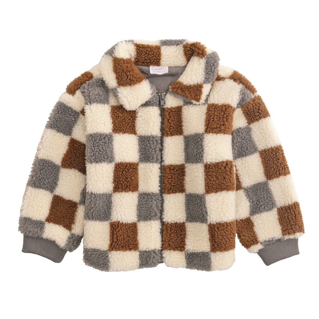 Gray Check Sherpa Jacket