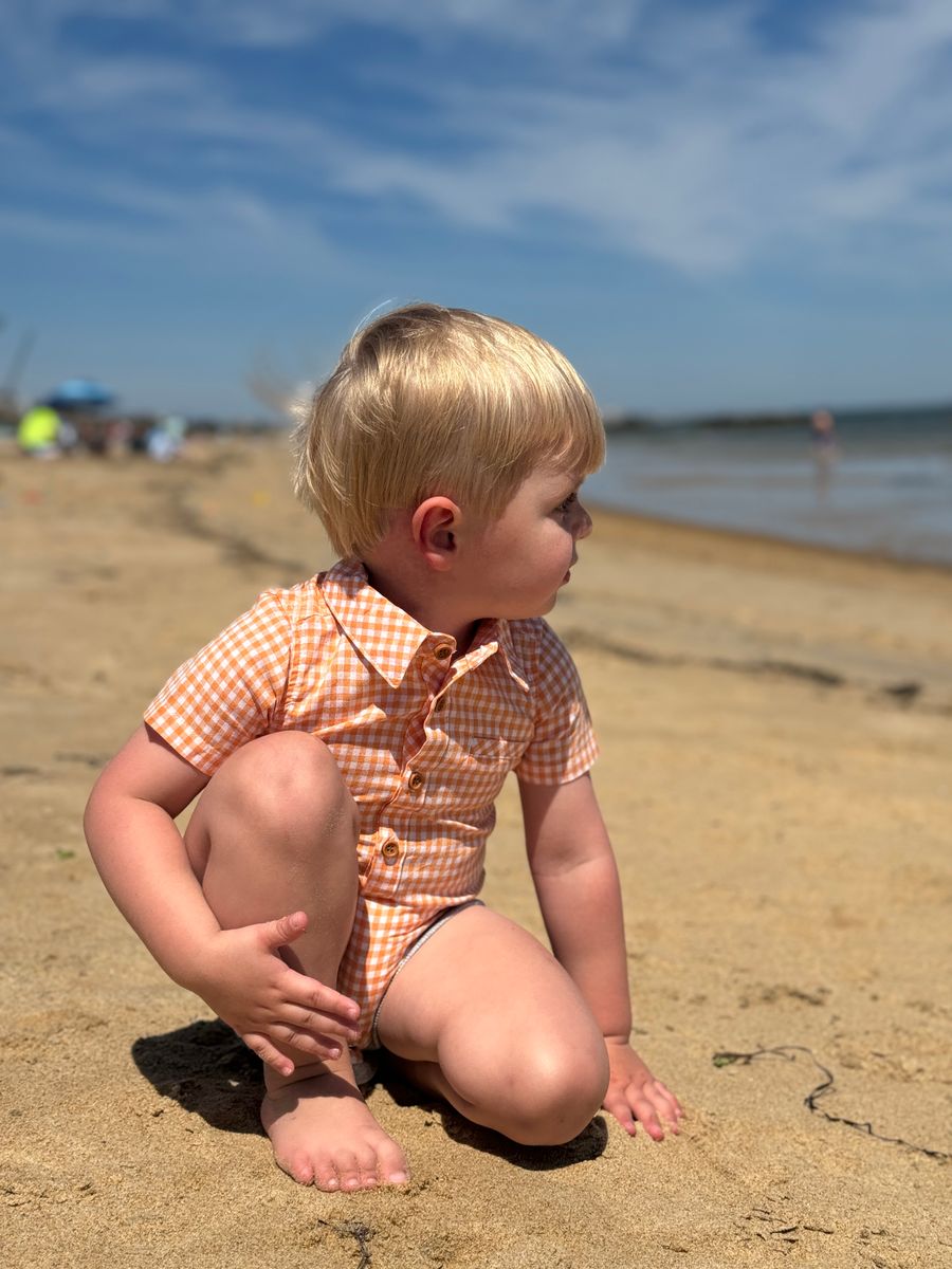Bennett Orange Plaid Onesie
