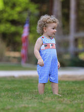 Load image into Gallery viewer, Gingham 4th of July Flag Romper
