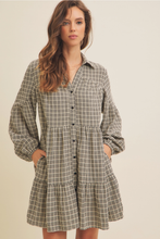 Load image into Gallery viewer, Textured Plaid Tiered Dress
