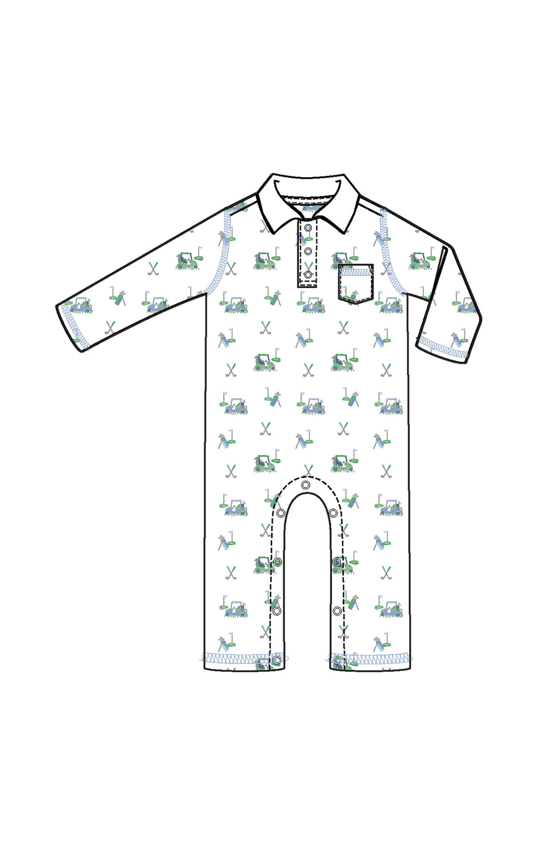 Blue Baby Golf Carts Romper