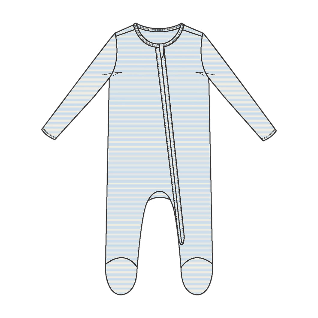 Light Blue Stripe Footie Sleeper