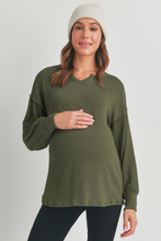 Load image into Gallery viewer, Johnny Rib Knit Split Neck Maternity Top
