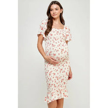 Load image into Gallery viewer, Rose Smocked Midi Maternity Dress
