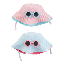 Load image into Gallery viewer, Pink Seersucker Hat &amp; Sunglasses Set
