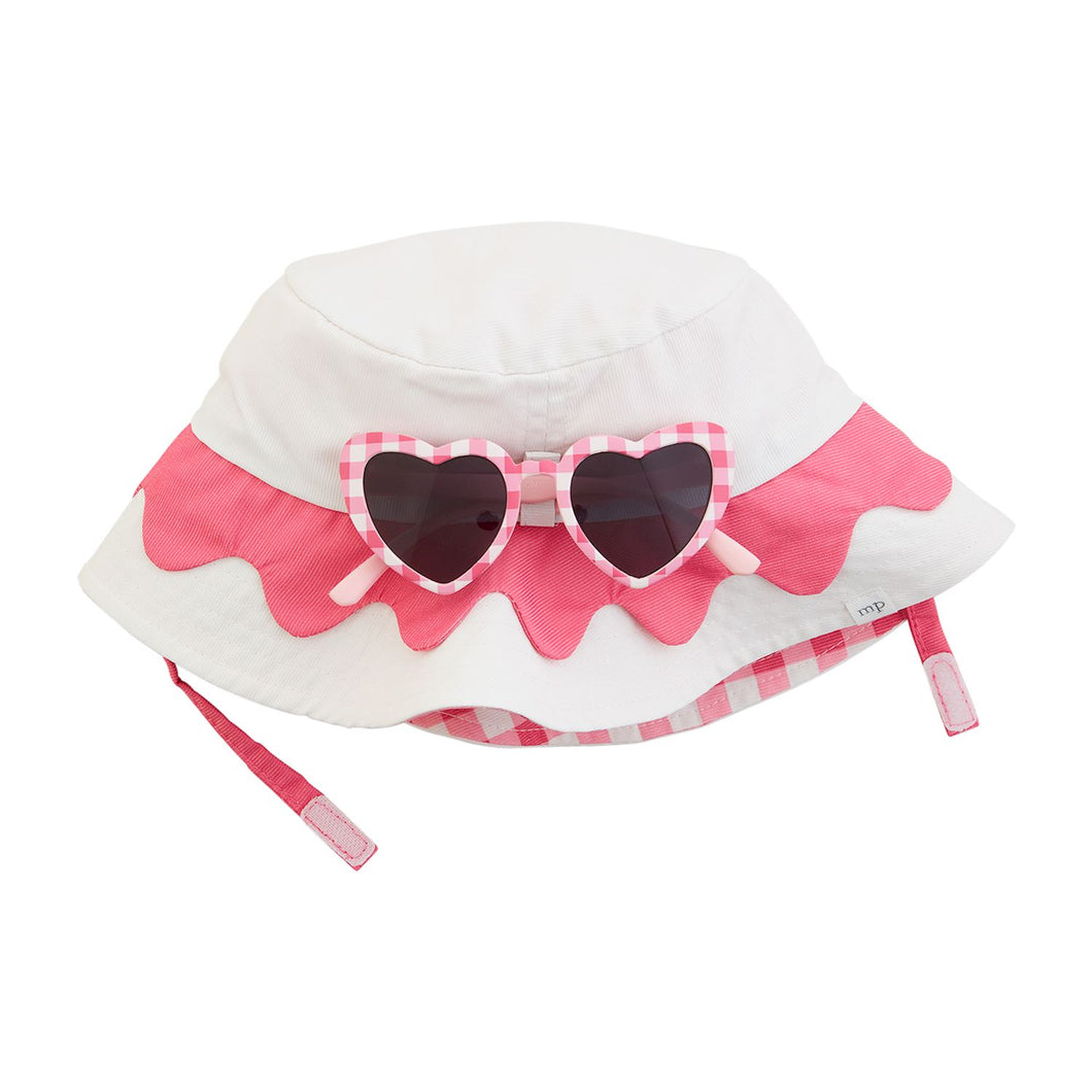 Pink Scallop Hat & Sunglasses Set