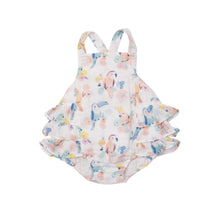 Load image into Gallery viewer, Neopolitan Birds Ruffle Sunsuit
