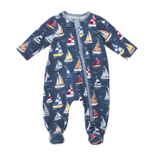 Load image into Gallery viewer, Sailboat Sleeper Footie
