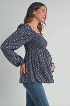 Load image into Gallery viewer, Floral Print Smocked Maternity Blouse
