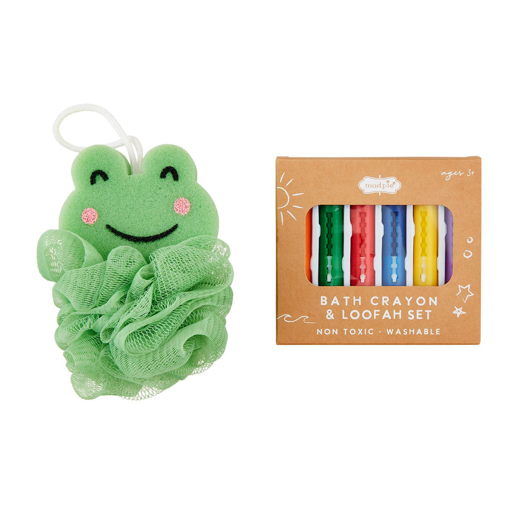 Frog Loofah & Bath Crayon Set