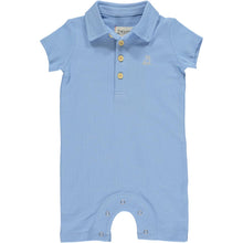 Load image into Gallery viewer, Blue Pique Polo Romper
